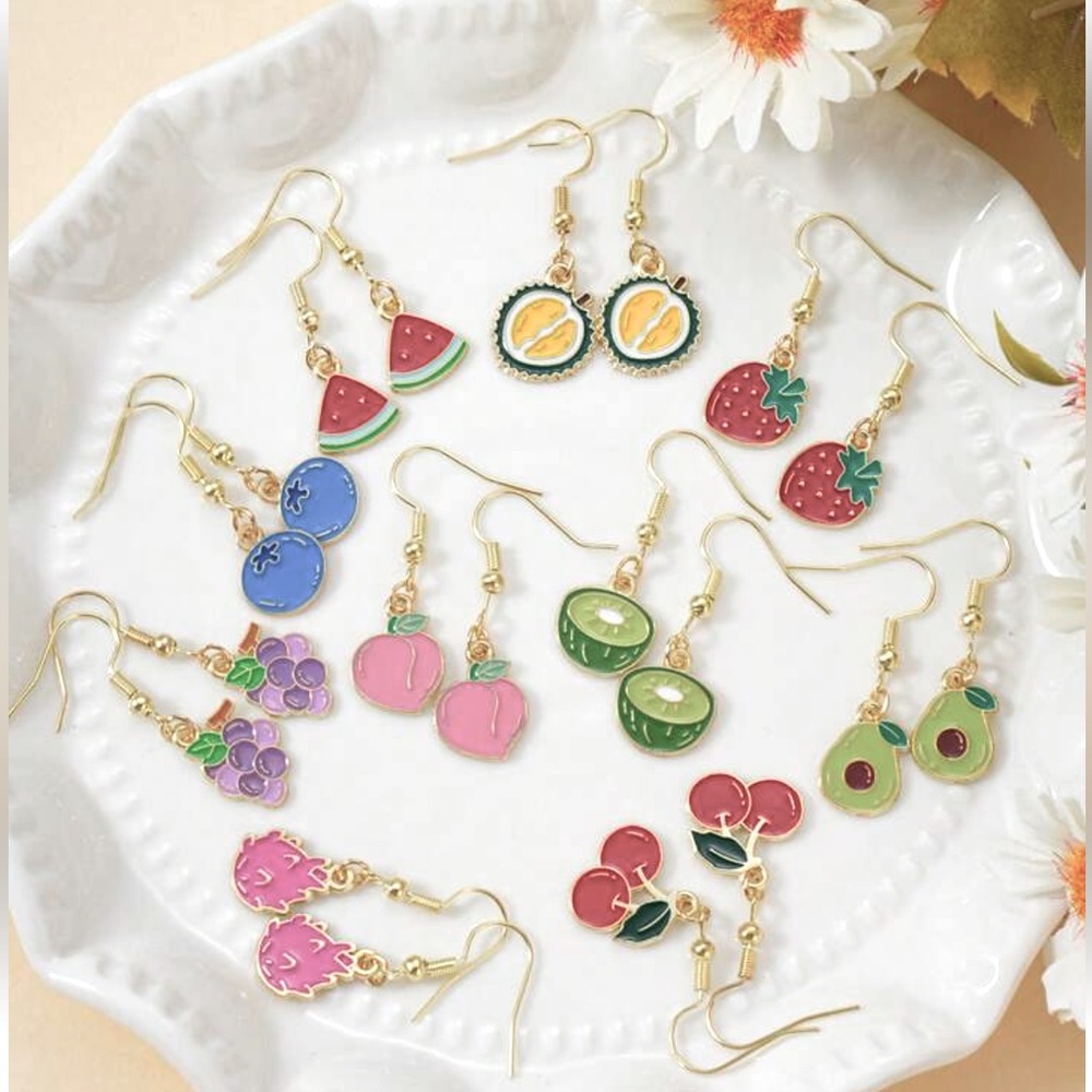 Fruit Earrings Set of 10